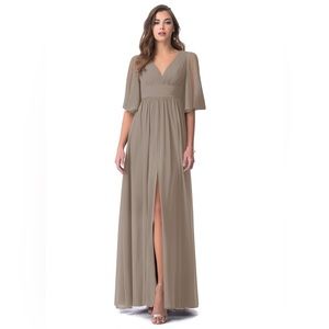 Azazie Bridesmaid Dress Temeka Taupe Size A18